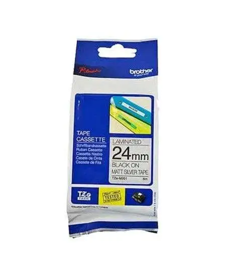 Brother TZe-M951 - 24mm Black on Silver MATT Laminated Tape