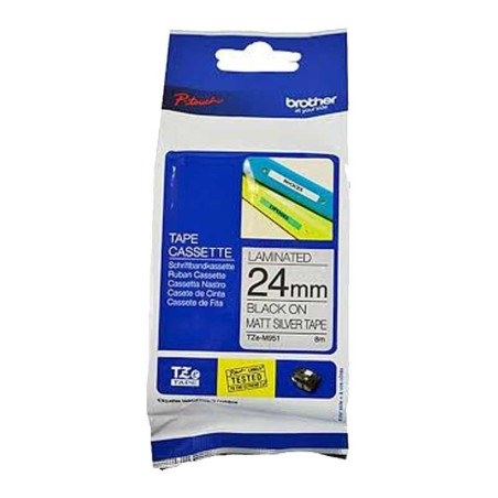 Brother TZe-M951 - 24mm Black on Silver MATT Laminated Tape