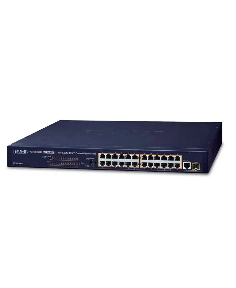 مفتاح صناعي Planet FGSW-2511P مع 24 منفذ +10/100POE و1 Gig