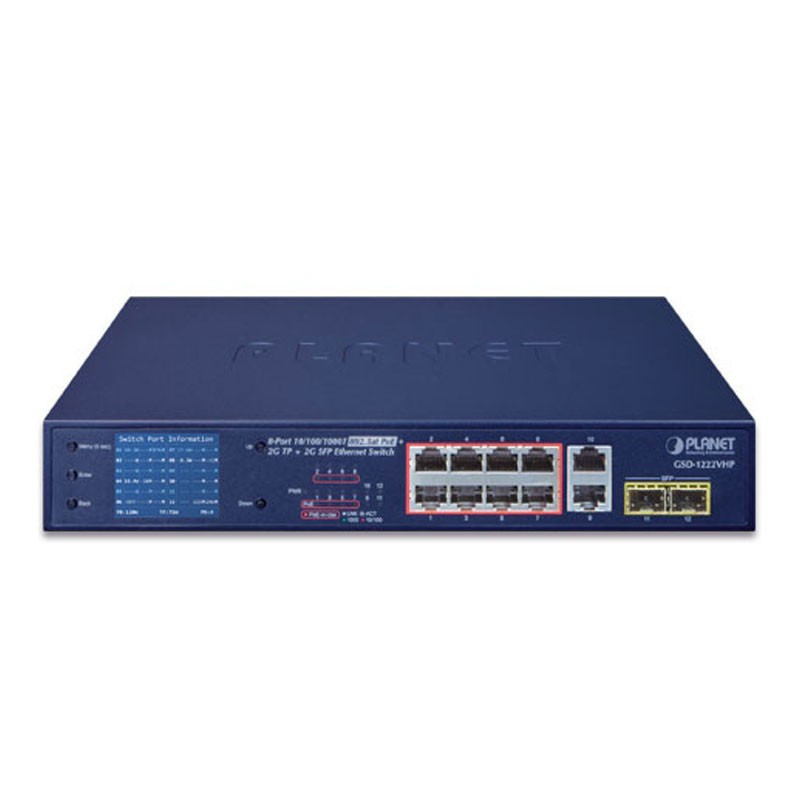 8XGE və 2XGE və2XGE SPF ilə Planet GSD-1222VHP Sənaye olunan açar