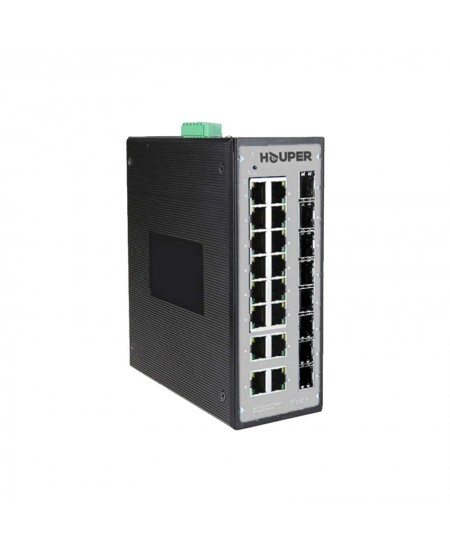 HOP3412S1324-8TP managed industrial switch with 16GE PoE + 8GE SFP fiber ports