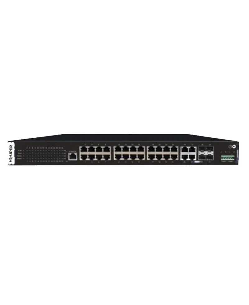 تبديل قادوس Rockmount HOP3440S1232-4TP الصناعي مع 28 منفذ Gigabit POE و4 منافذ 10 Gig SFP