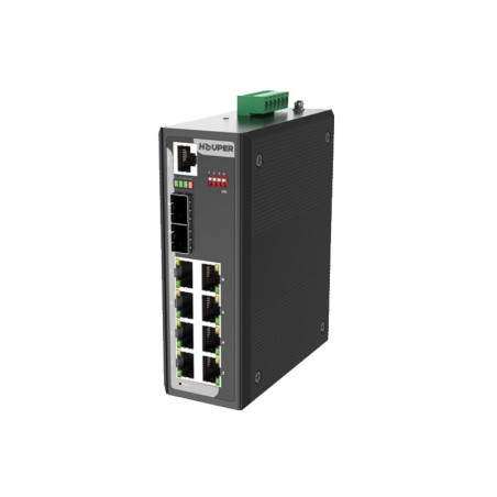 سوئیچ صنعتی HOP3412S1210-2TN هوپر با 8 پورت گیگابیتی POE و 2 پورت فیبر SFP