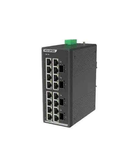 محول HOP3412S1220-4TP الصناعي لهوبر مع 16 منفذ POE جيجابت و4 منافذ SFP من الألياف الضوئية