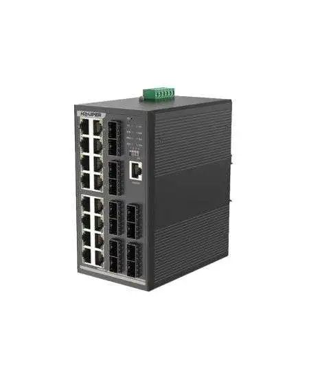 محول HOP3412S1228-12TP الصناعي لهوبر مع 16 منفذ جيجابت إیثرنت POE و12 منفذ SFP من الألياف الضوئية