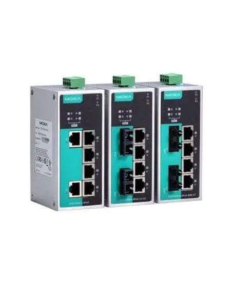 4 PoE+ və 2 fiberoptik portlu MOXA EDS-P206A idarə olunmayan 6 portlu açarlar