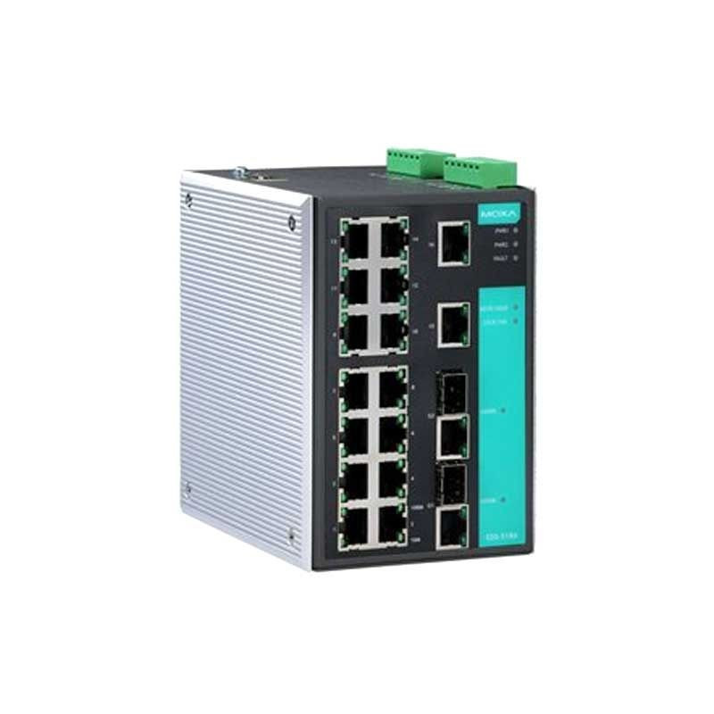 MOXA EDS-518A managed switches with 2 Gigabit SFP and 16 Fast ...