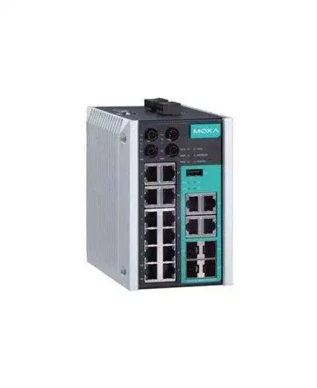 MOXA EDS-518E Ethernet switch with 4 combo Gigabit and 14 fast ports