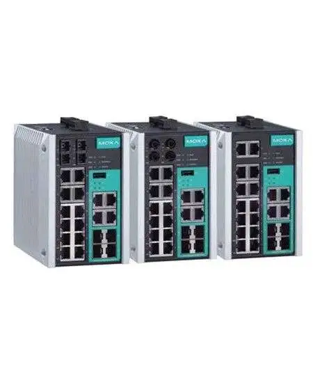 4 kombo Gigabit və 14 sürətli portlu MOXA EDS-518E Ethernet açarı