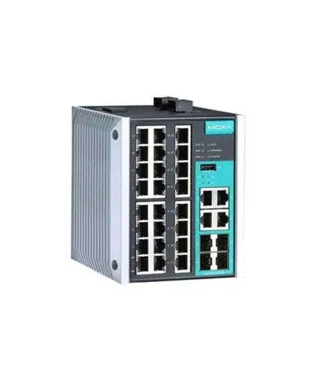 MOXA EDS-528E managed switches with 4 Gigabit combo and 24 fast Ethernet ports