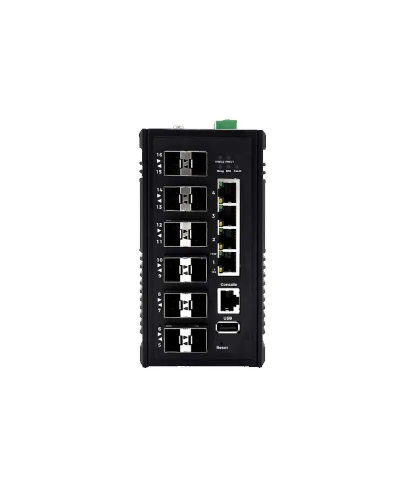 MS-0412XF محول ايثرنت صناعي 4x جيجابت ايثرنت و12x 1/10 جيجابت SFP+