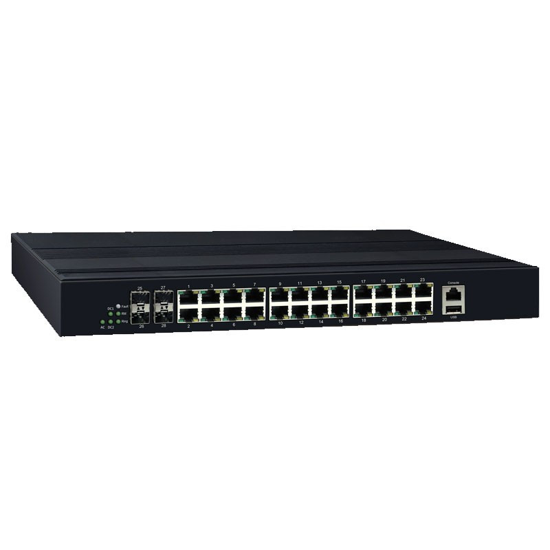محول صناعي MS-2404X-1AC مع 24 منفذ جيجابت، 4 منافذ 10 جيجابت طبقة 2