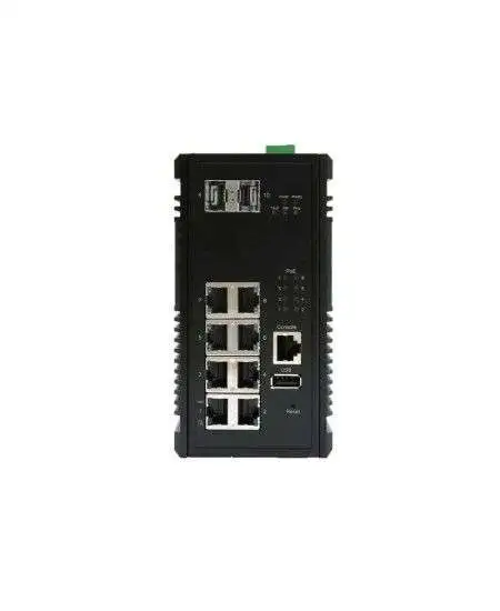 محول Konten MP-0802G الصناعي مع 8 منافذ POE+ جيجابت و2 منافذ SFP جيجابت