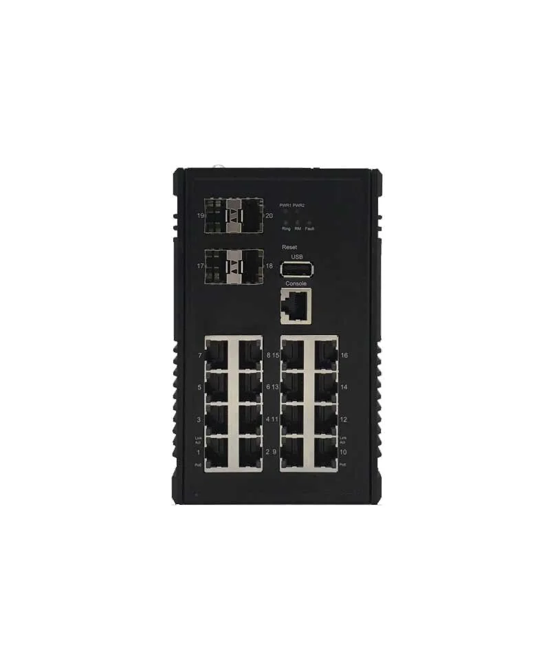 MP-1604GB Industrial Switch with 16x Gigabit PoE+ and 4xSFP ports