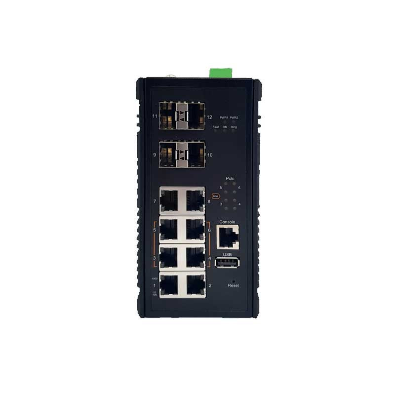 8x Gigabit POE++ 60W və 4xSFP 10G yuvası olan MH-0804X4 Ethernet açarı