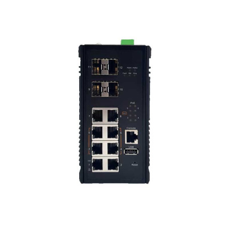 سوییچ صنعتی MH-0804X4 کونتن با 8 پورت 60 وات POE++ و 4 پورت 10گیگابیت SFP