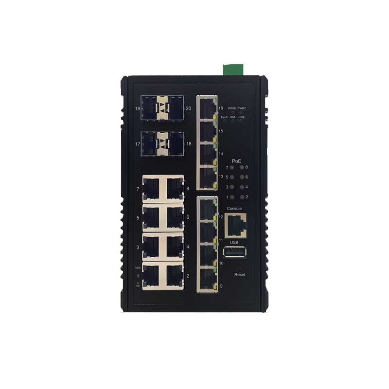 يحتوي محول الطبقة الصناعية CS-1604G-T على 16 منفذ جيجابت و4 منافذ SFP 1/10 جيجابت