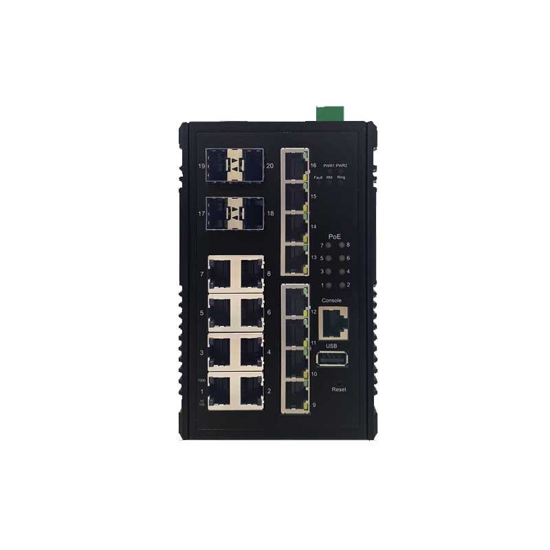 يحتوي المحول الصناعي ذو الطبقة الثالثة CS-1604X-T على 16 منفذ جيجابت و4 منافذ SFP 1/10 جيجابت يحتوي المحول الصناعي ذو الطبقة الثالثة CS-1604X-T على 16 منفذ جيجابت و4 منافذ SFP 1/10 جيجابت