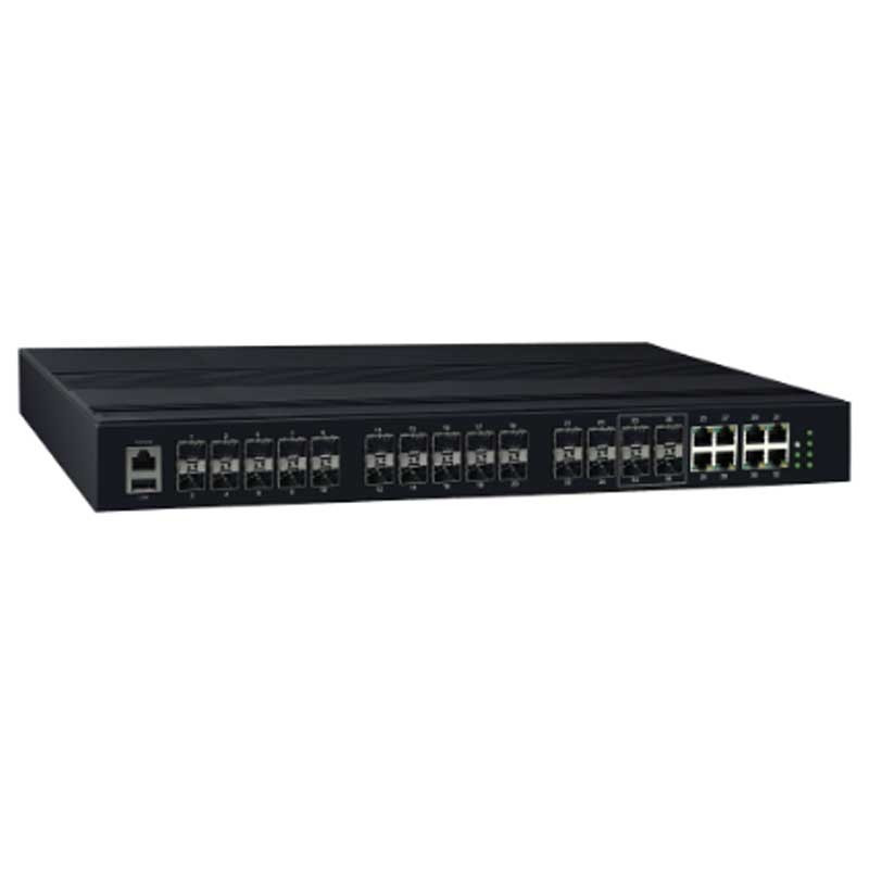 يحتوي المحول الصناعي ذو الطبقة الثالثة CS-0828X على 8 منافذ جيجابت و4 منافذ SFP 1/10 و24 منفذ SFP جيجابت