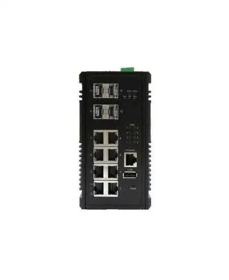 CT-0804G-T Industrial L3 Switch with 8x Gigabit POE+ ports and 4x Gigabit SFP