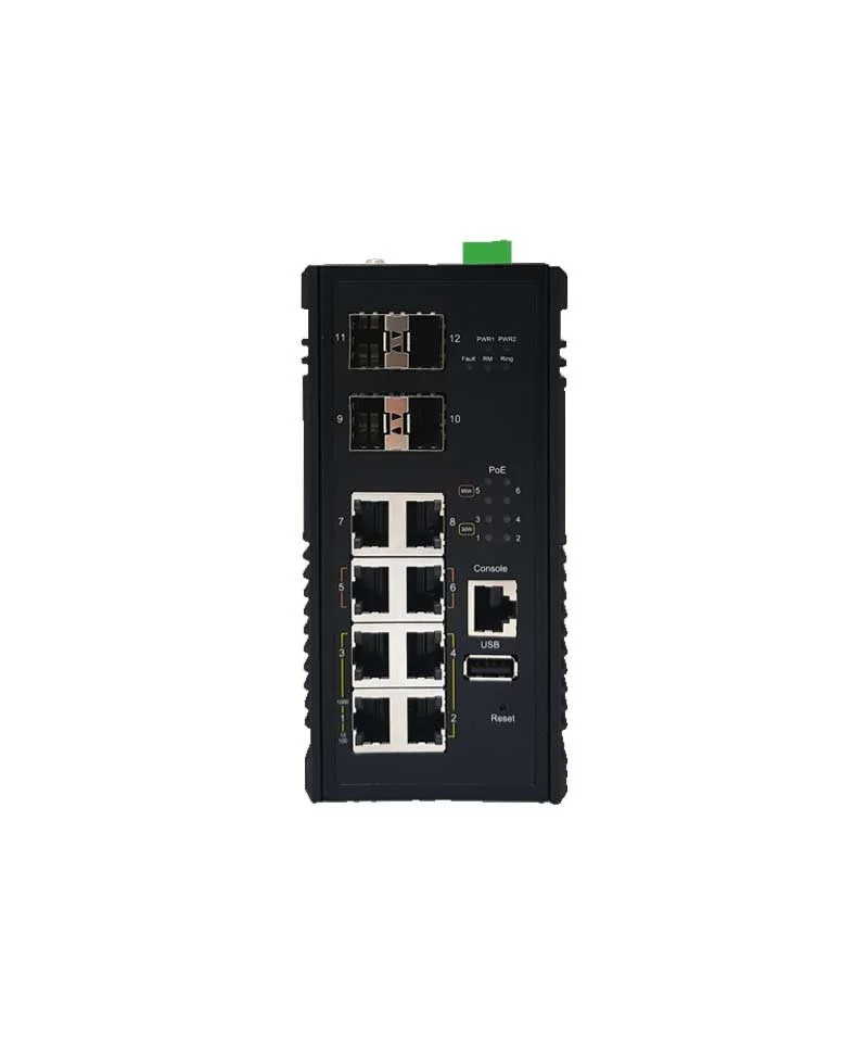 CQ-0804G2 Industrial L3 Switch with 8x Gigabit , 4X30W and 2X95W ports and 4x Gigabit SFP