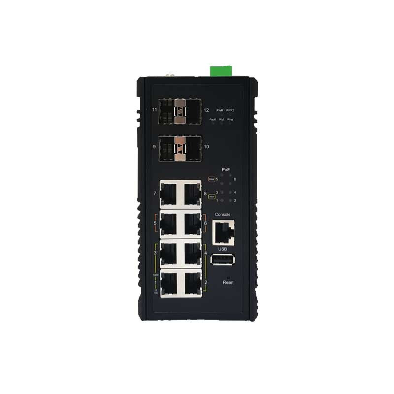 يحتوي المحول الصناعي ذو الطبقة الثالثة CQ-0804G2 على 8 منافذ جيجابت مع 4 منافذ 30 و2 منفذ 95 وات و4 منافذ جيجابت SFP