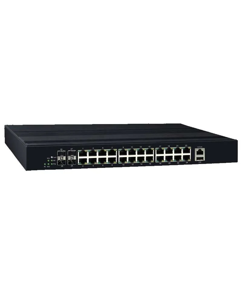 يحتوي المحول الصناعي ذو الطبقة الثالثة CP-2404G على 24 منفذ POE + جيجابت مع 4 منافذ SFP جيجابت