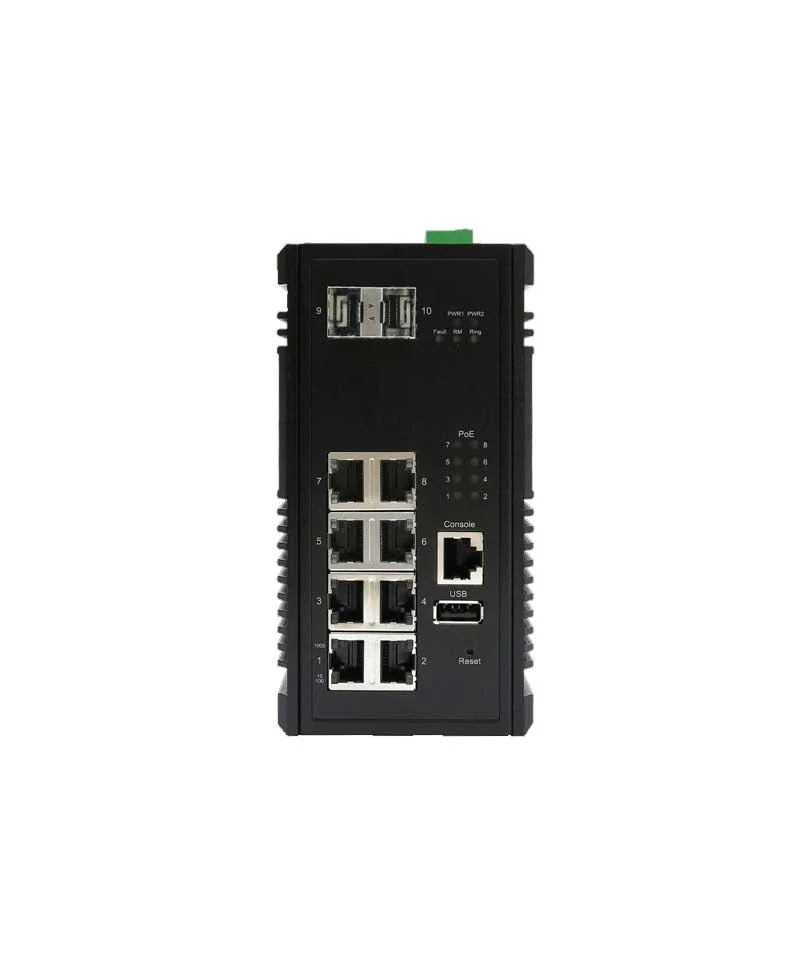 CP-0802X Industrial L3 Switch with8x Gigabit POE+ and 2x Gigabit SFP