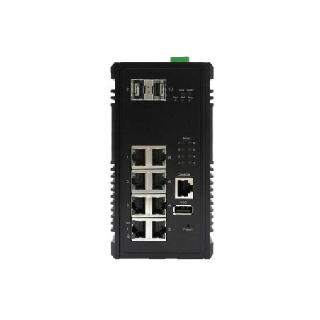 سوییچ لایه 3 صنعتی CP-0802X کونتن 8 پورت گیگابیت POE+ با 2 پورت گیگابیت SFP