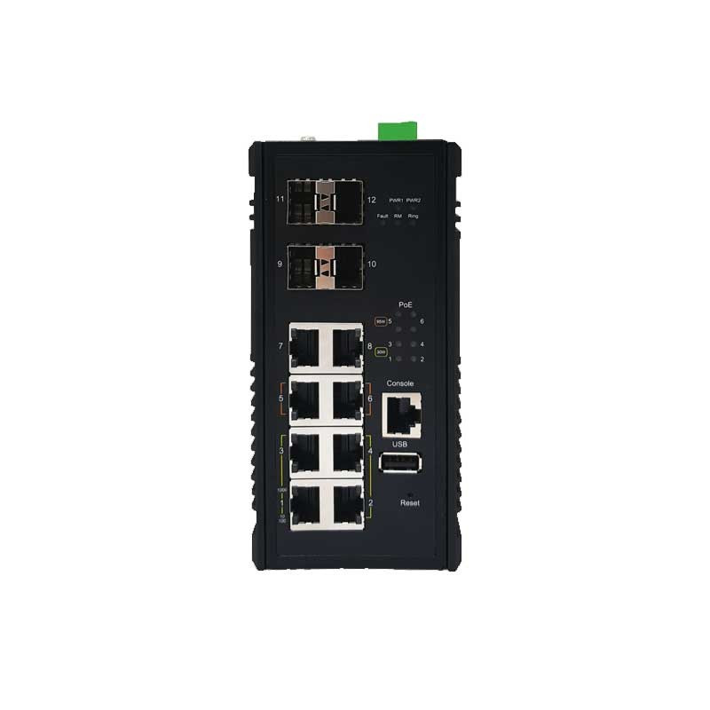 سوییچ لایه 3 صنعتی CQ-0804X2-T کونتن 8 پورت گیگابیت با 4 پورت 30 و 2 پورت 95 وات و 4 پورت 10 گیگابیت SFP