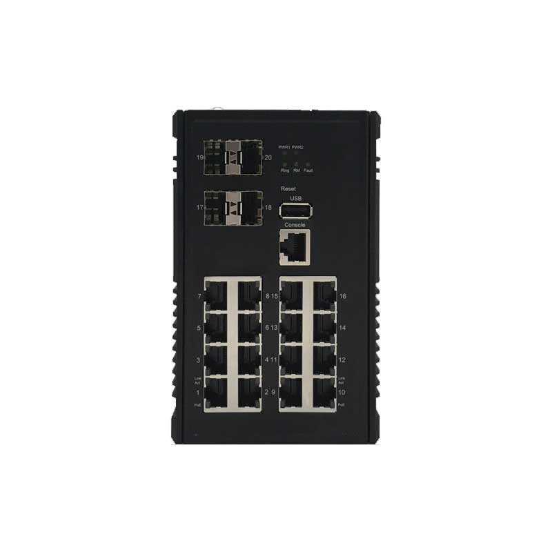 يحتوي المحول الصناعي ذو الطبقة 3 CP-1604XB على 16 منفذ جيجابت 30 وات و4 منافذ SFP 10 جيجابت