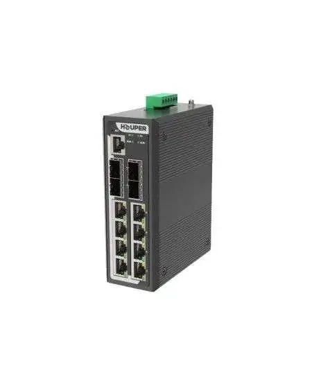 محول الإدارة الصناعية HOP3412S1212-4TP لهوبرمع 8 منافذ جيجابت و4 منافذ SFP من الألياف الضوئية 10 جيج