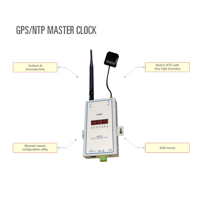 ساعت مرکزی و سرور زمانGPS-NTP رادیکس GMC203